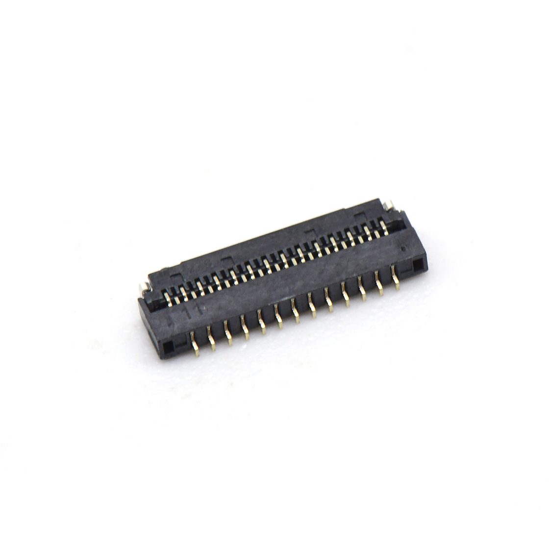 F0303 FPC FFC连接器Pitch 0.30mm 90°H1.00mm 卧式下接前掀盖 SMT型FPC 27Pin黑色 镀半金1u"，其它区域镀镍